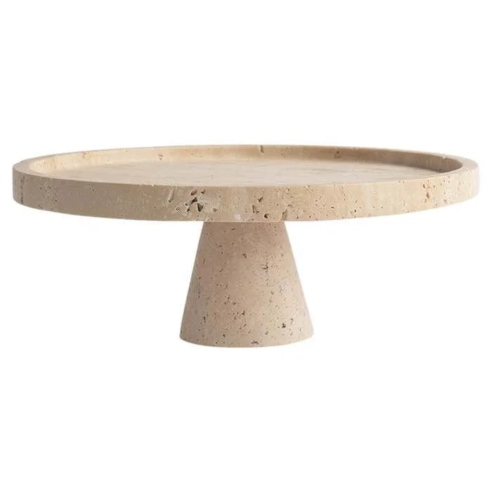 Travertine Tray Oval - 大理石の装飾スタンド,丸いケーキ,ベーキング,トレイ,ケーキスタンド用