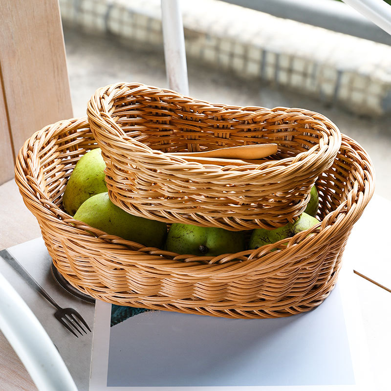 Travertine Tray Oval - 楕円形の籐製収納バスケット,食品,果物,食品を保管するためのキッチンバスケット,朝食用ディスプレイボックス,家の装飾