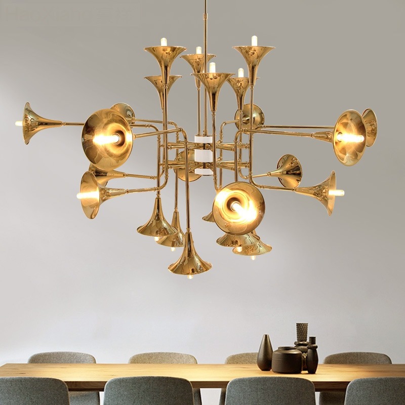 Interior Design Hall - 北欧トランペットペンダントランプキッチンレストランボードリビングルームシャンデリアインテリア照明サスペンションデザイン器具