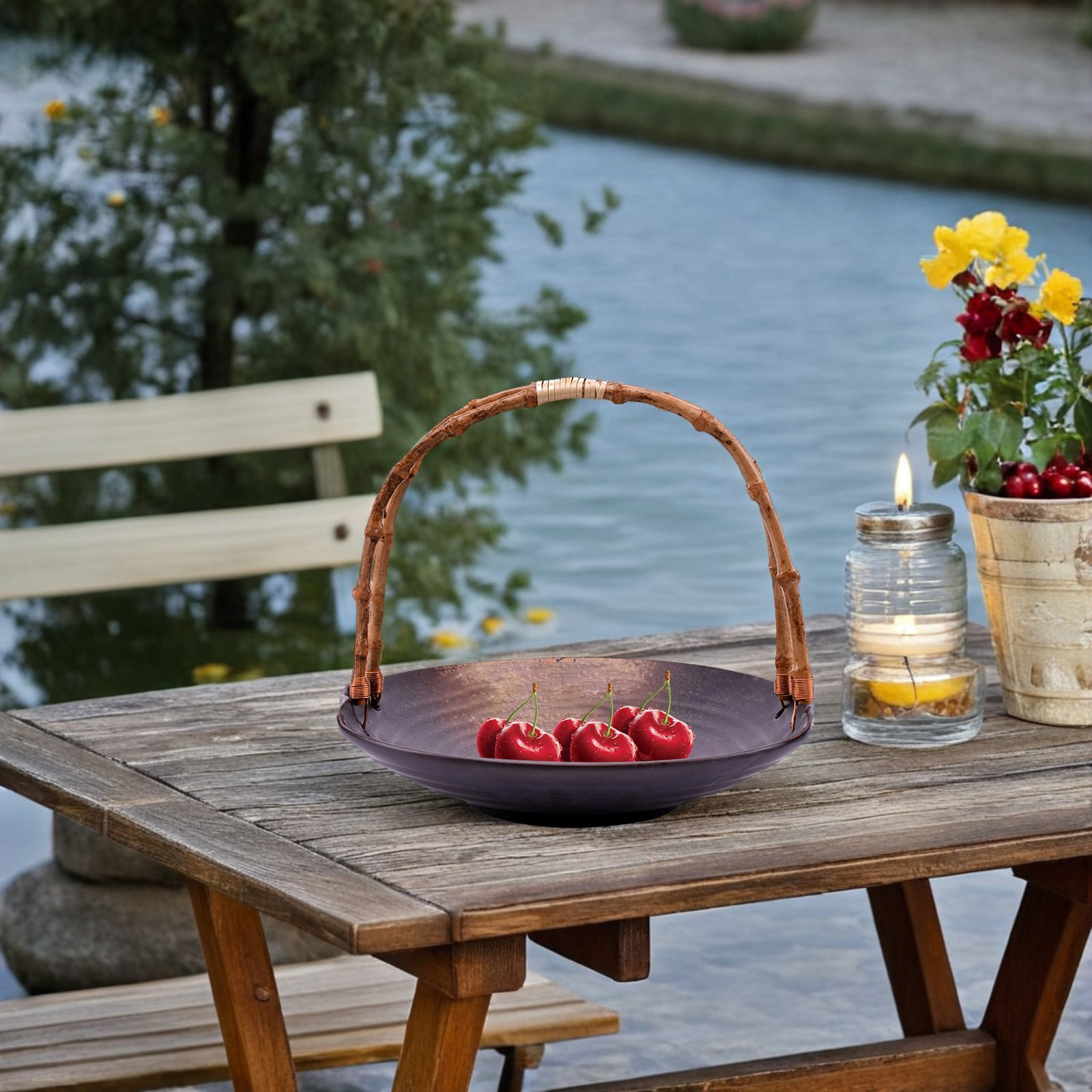 Rattan Tray Handle - 籐製サービングトレイハンドル手編み交換用寿司皿フルーツボウル収納キッチンオーガナイザー竹製ボウルハンドル