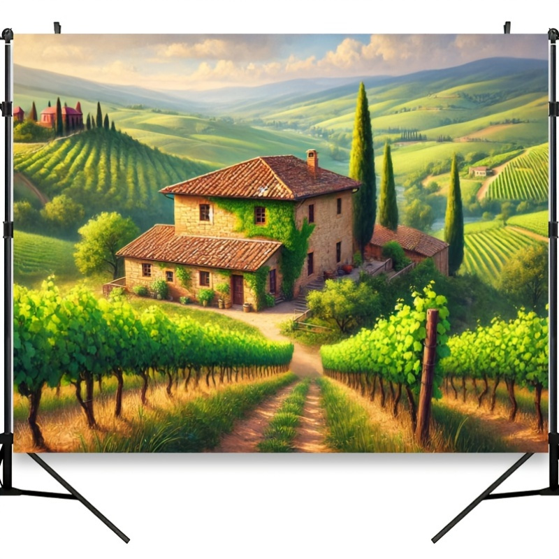 イタリアのブドウ園コテージ壁画 2D HD 印刷田園風景アー - Interior Design Hd のレビューと価格