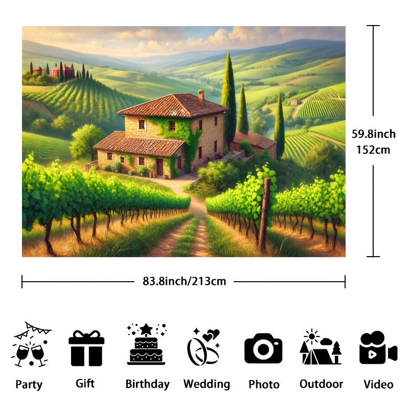 イタリアのブドウ園コテージ壁画 2D HD 印刷田園風景アー - Interior Design Hd のレビューと価格