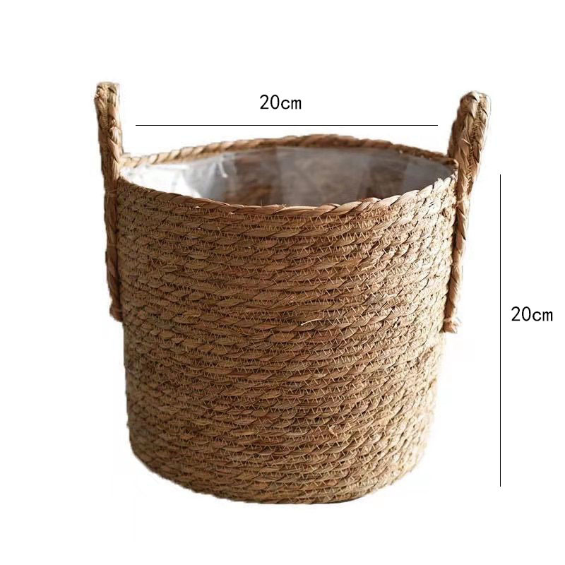 1PC 手織り天然籐ハンドルプランターは、植物、ランドリーバ - Rattan Tray Handle のレビューと価格
