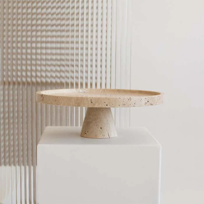 大理石の装飾スタンド,丸いケーキ,ベーキング,トレイ,ケーキ - Travertine Tray Oval のレビューと価格