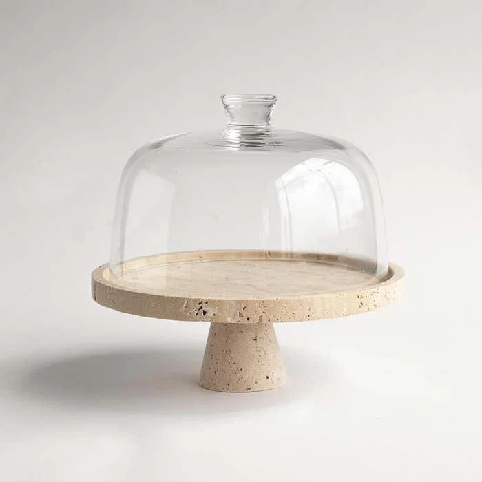 大理石の装飾スタンド,丸いケーキ,ベーキング,トレイ,ケーキ - Travertine Tray Oval のレビューと価格
