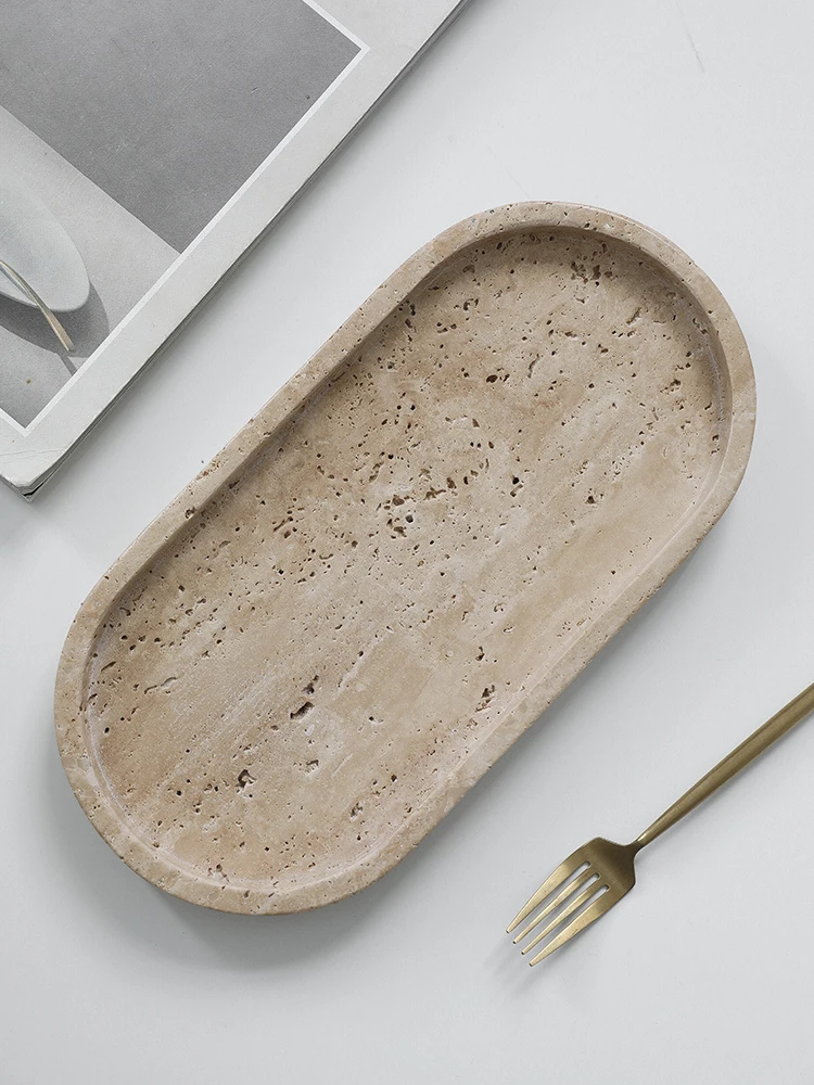 ミニマリズム大理石トレイ 香水 キャンドル ジュエリー トラ - Travertine Tray Oval のレビューと価格