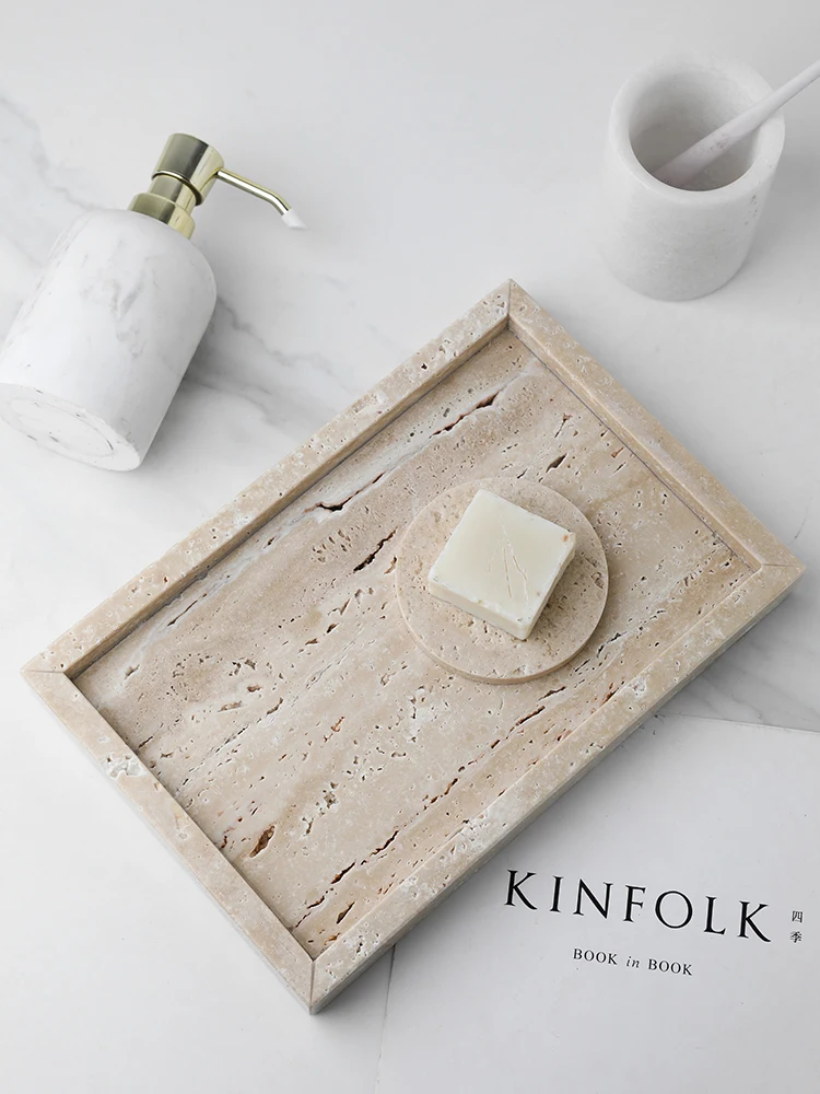 ミニマリズム大理石トレイ 香水 キャンドル ジュエリー トラ - Travertine Tray Oval のレビューと価格