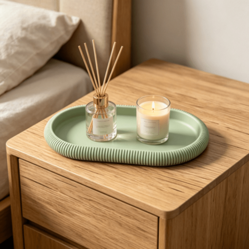 楕円形の収納トレイ装飾オーガナイザープレート滑り止めデスクト - Travertine Tray Oval のレビューと価格