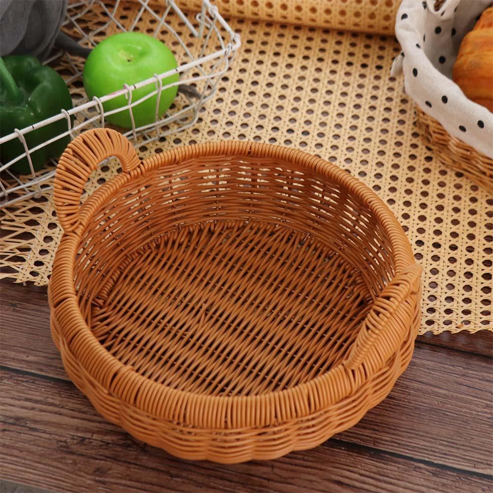 大容量模造籐収納バスケット手作り装飾ラウンド籐収納トレイハン - Rattan Tray Handle のレビューと価格