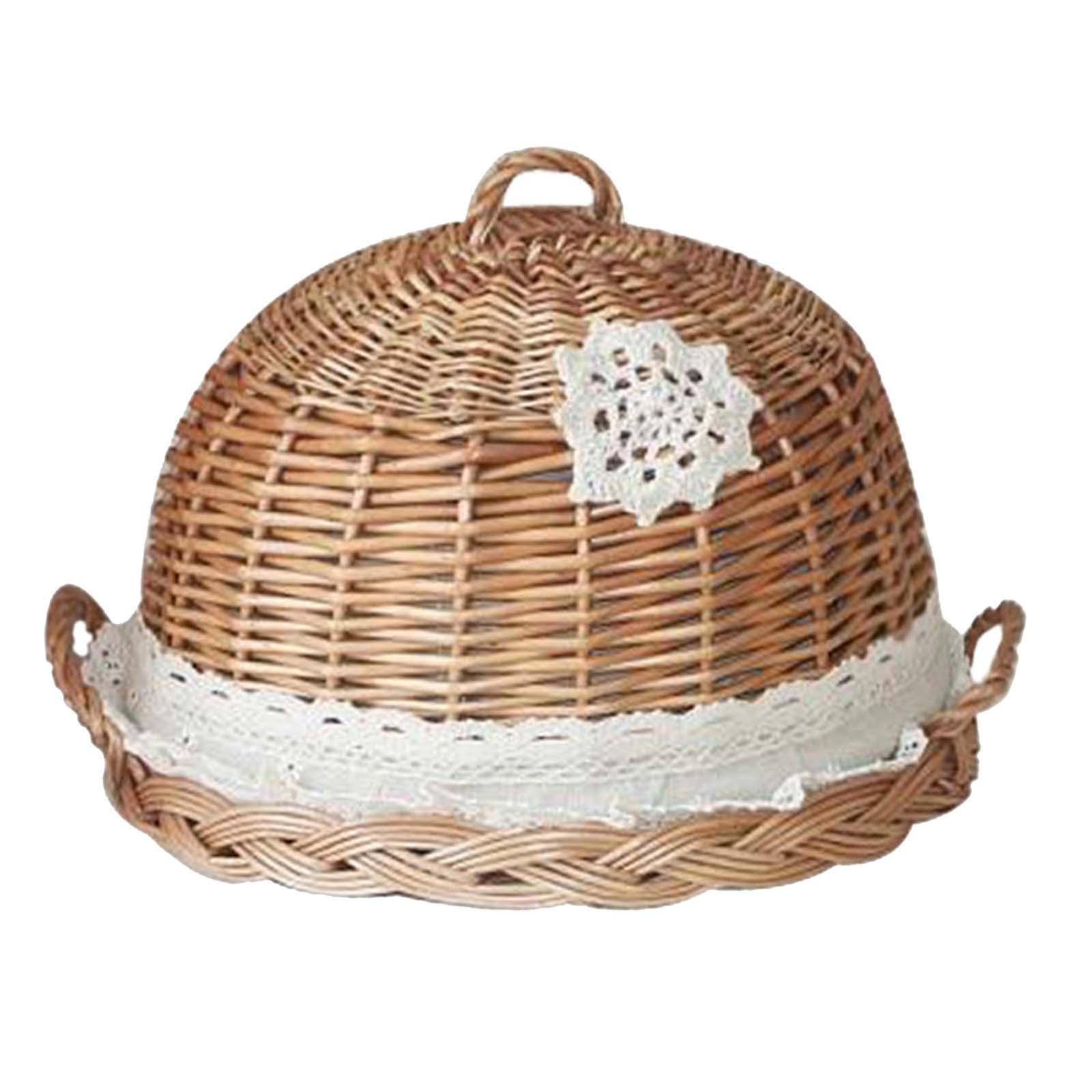 フードドーム蓋とサービングトレイ ラタン製 ウィッカー編み  - Rattan Tray Handle のレビューと価格