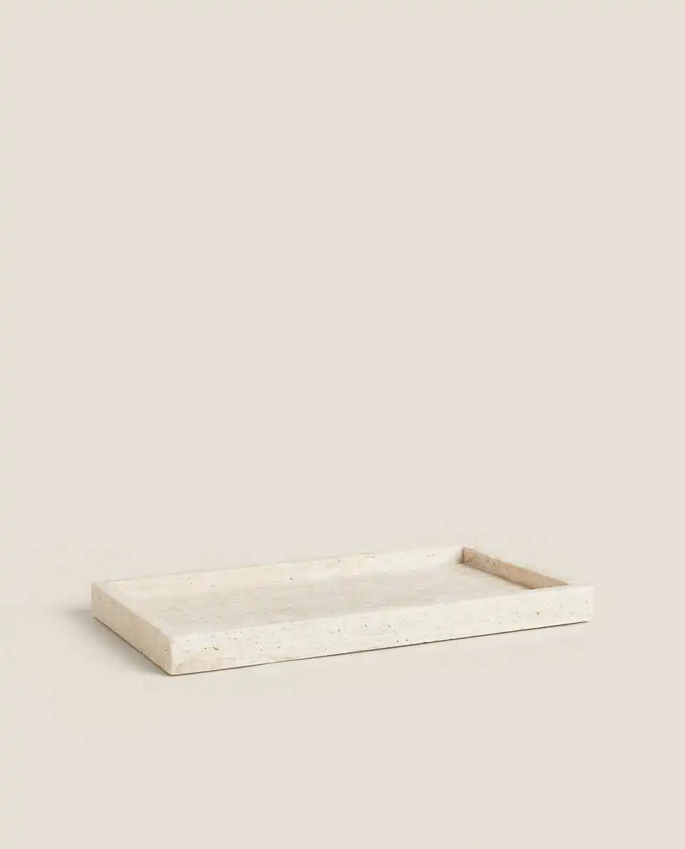 わびサビスタイルイエロートラバーチントレイ、長方形ベージュ大 - Travertine Tray Oval のレビューと価格