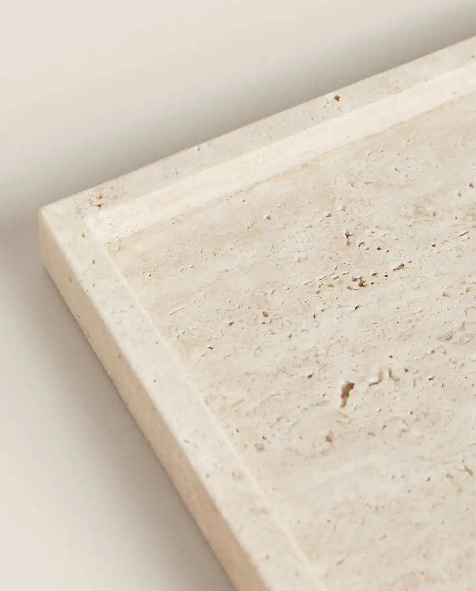 わびサビスタイルイエロートラバーチントレイ、長方形ベージュ大 - Travertine Tray Oval のレビューと価格