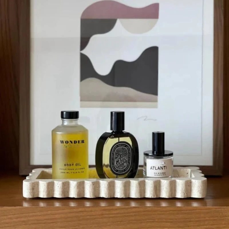 レースの長方形のスカロップトレイ、家の装飾、天然石、紫と赤、 - Travertine Tray Oval のレビューと価格