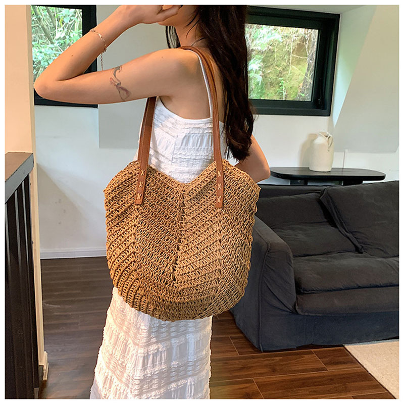 女性の大容量ショルダーバッグ夏わら織りハンドバッグファッショ - Interior Design Bali のレビューと価格
