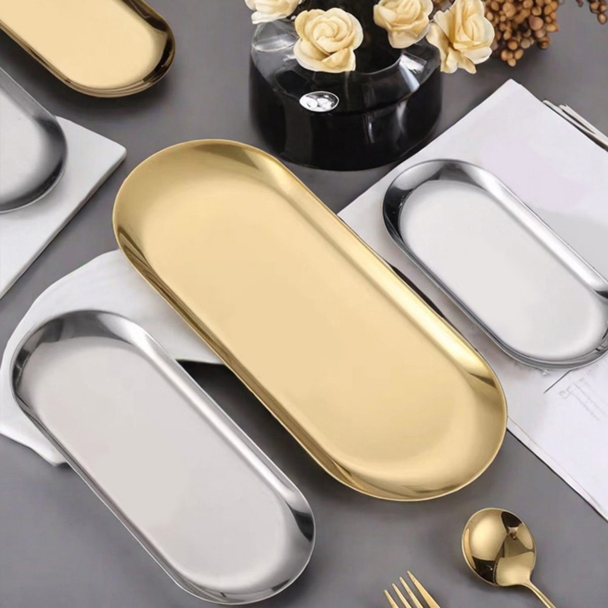 WORTHBUY 楕円形のステンレス鋼のフードプレート,プレ - Travertine Tray Oval のレビューと価格