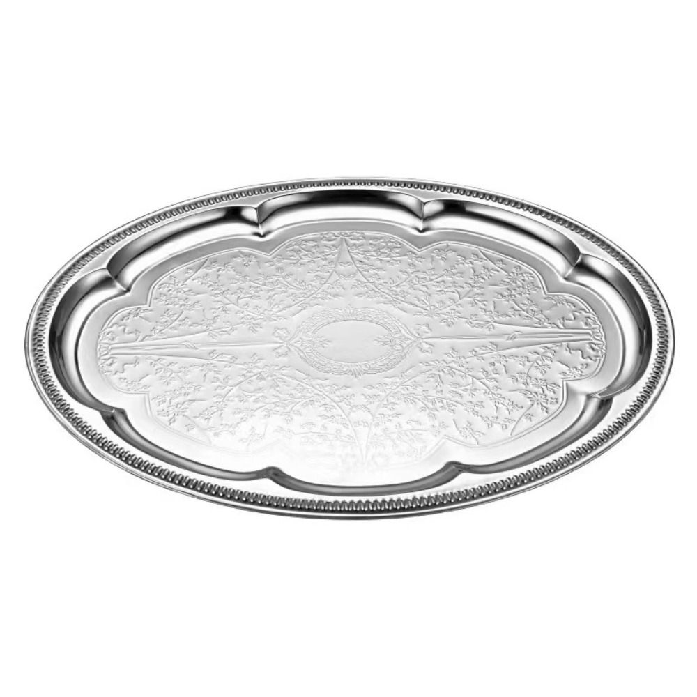新しいエンボス加工ケーキトレイステンレス鋼オーバルデザートプ - Travertine Tray Oval のレビューと価格