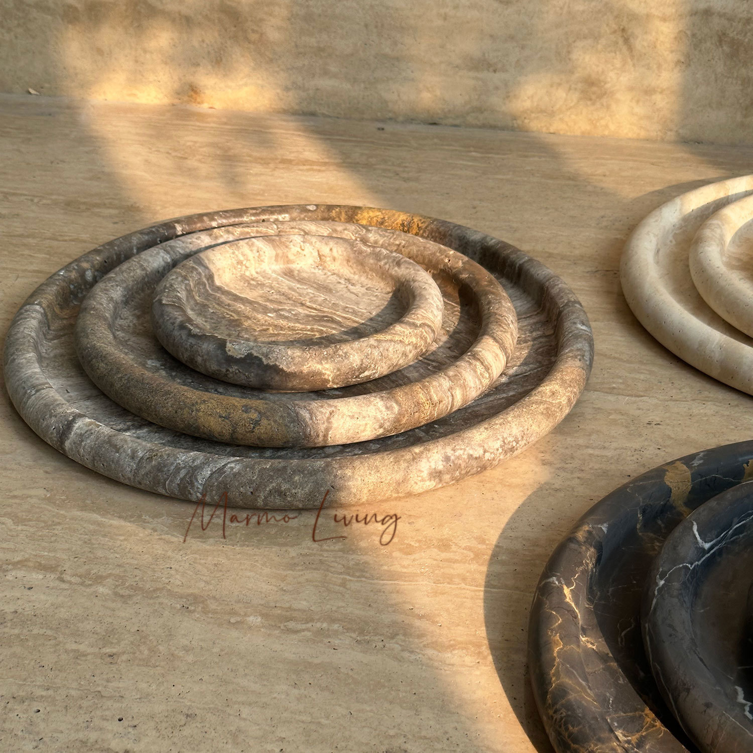 侘び寂び 天然石トレイ デコレーションボウル フルーツプレー - Travertine Tray Oval のレビューと価格