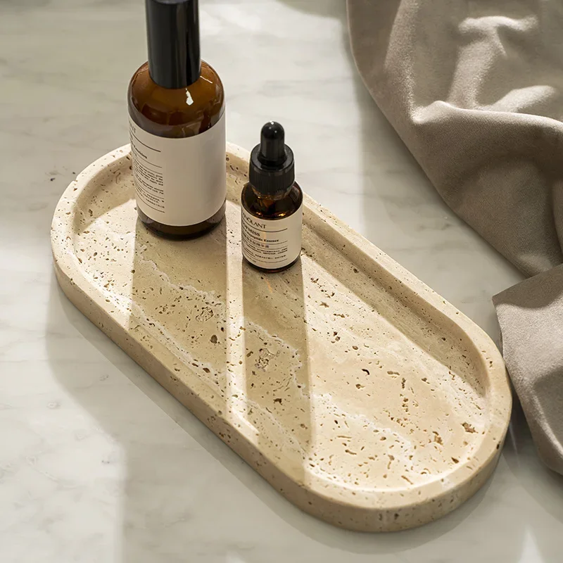 楕円形トラバーチン石トレイ、バスルームの洗面台、ドレッサー、 - Travertine Tray Oval のレビューと価格