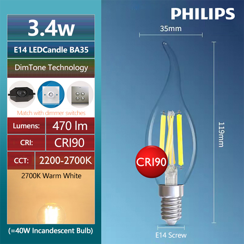 フィリップス マスター LED キャンドル E14 フィラメ - Philips Bulb Led Classic のレビューと価格