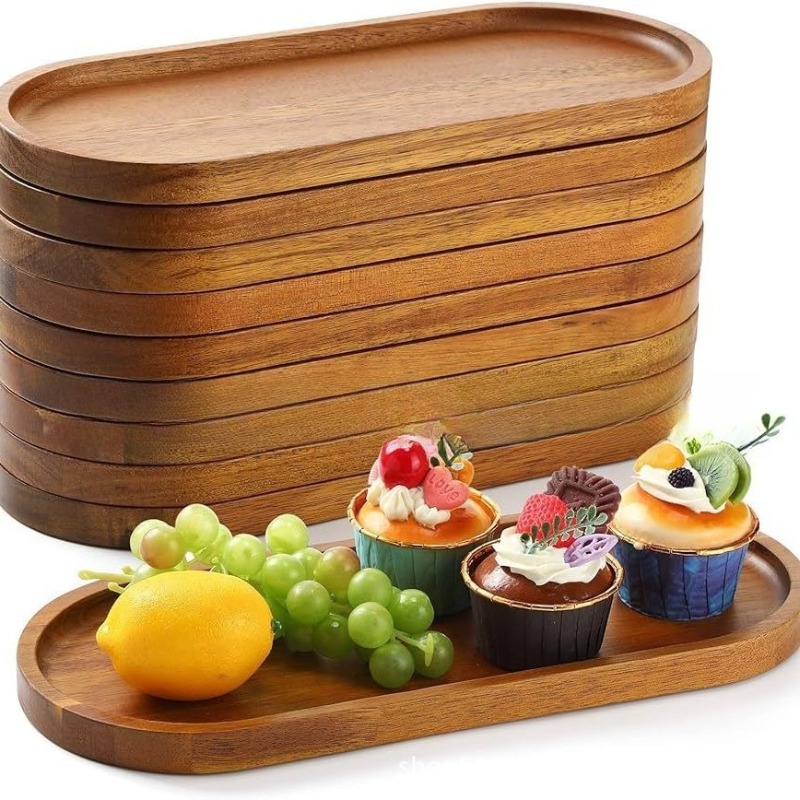 侘び寂びスタイルのアカシア木製装飾サービングプラッター、楕円 - Travertine Tray Oval のレビューと価格