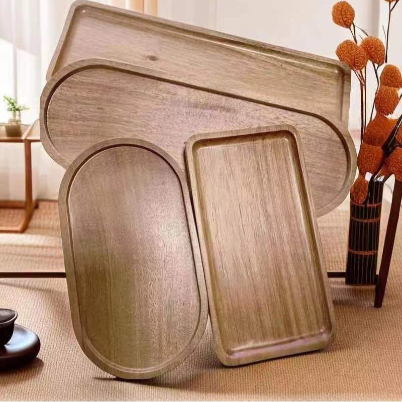 侘び寂びスタイルのアカシア木製装飾サービングプラッター、楕円 - Travertine Tray Oval のレビューと価格