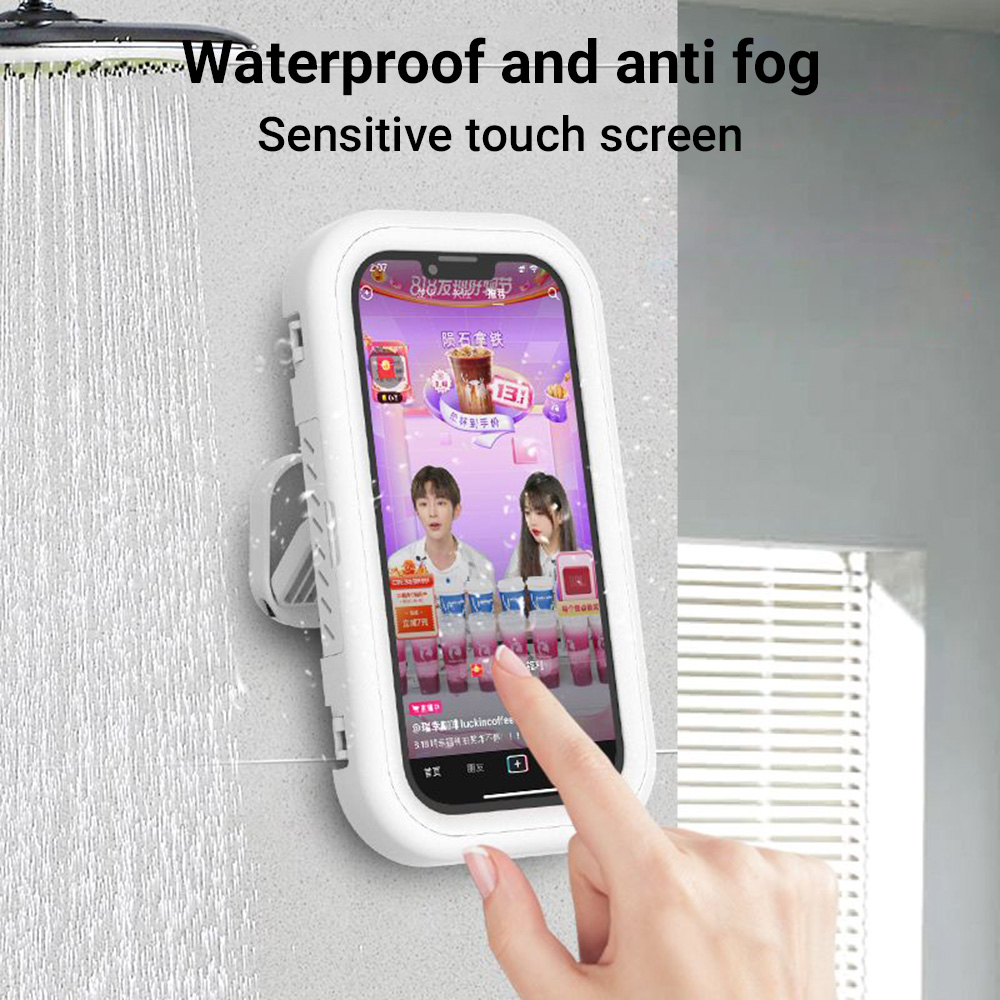 防水壁掛け式スマホホルダー 自己粘着式シャワーキックスタンド - Interior Design Hd のレビューと価格