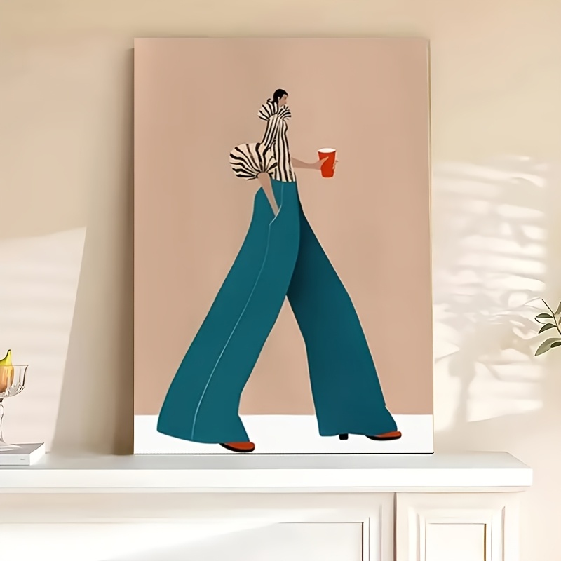 ファッショナブルなブルーパンツ女性ポスタープリント現代超現実 - Interior Design Modern のレビューと価格